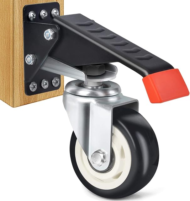 SPACEKEEPER Workbench Casters Kit 400KG - 3 Inch Heavy Duty Retractable Caster Designed for Workbenches Machinery & Tables, 4 Pack