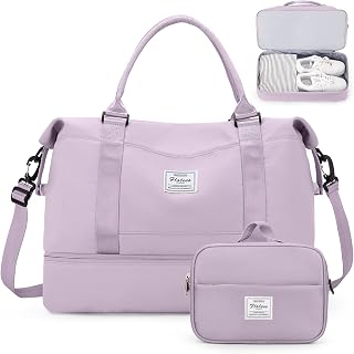 SYCNB Weekender Bag for Women: Carry-On Travel Duffel with Shoe Compartment, Toiletry Bag, Wet Pocket & Trolley Sleeve