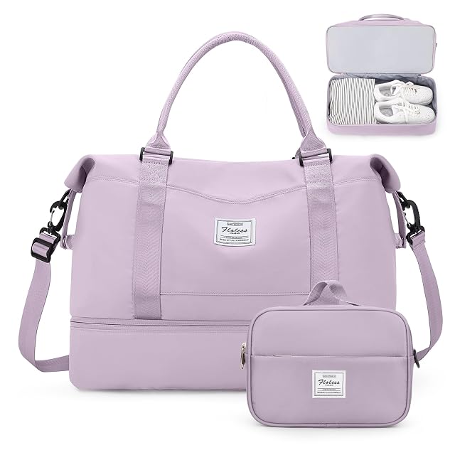 Weekender Bags for Women Personal Item Travel Bag with Shoes Compartment Overnight Travel Duffel Bag with Toiletry Bag