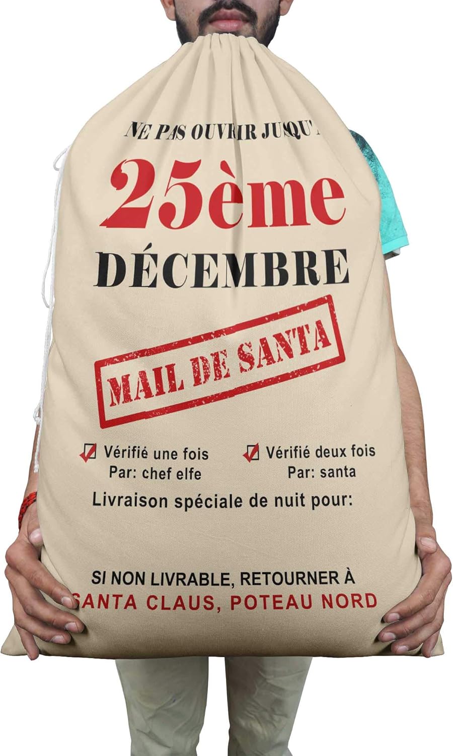 Printtoo Pack of 2 Drawstring Special Delivery Extra Large Size Christmas Sack Re-Usable Xmas Present Storage 27x20 Inch