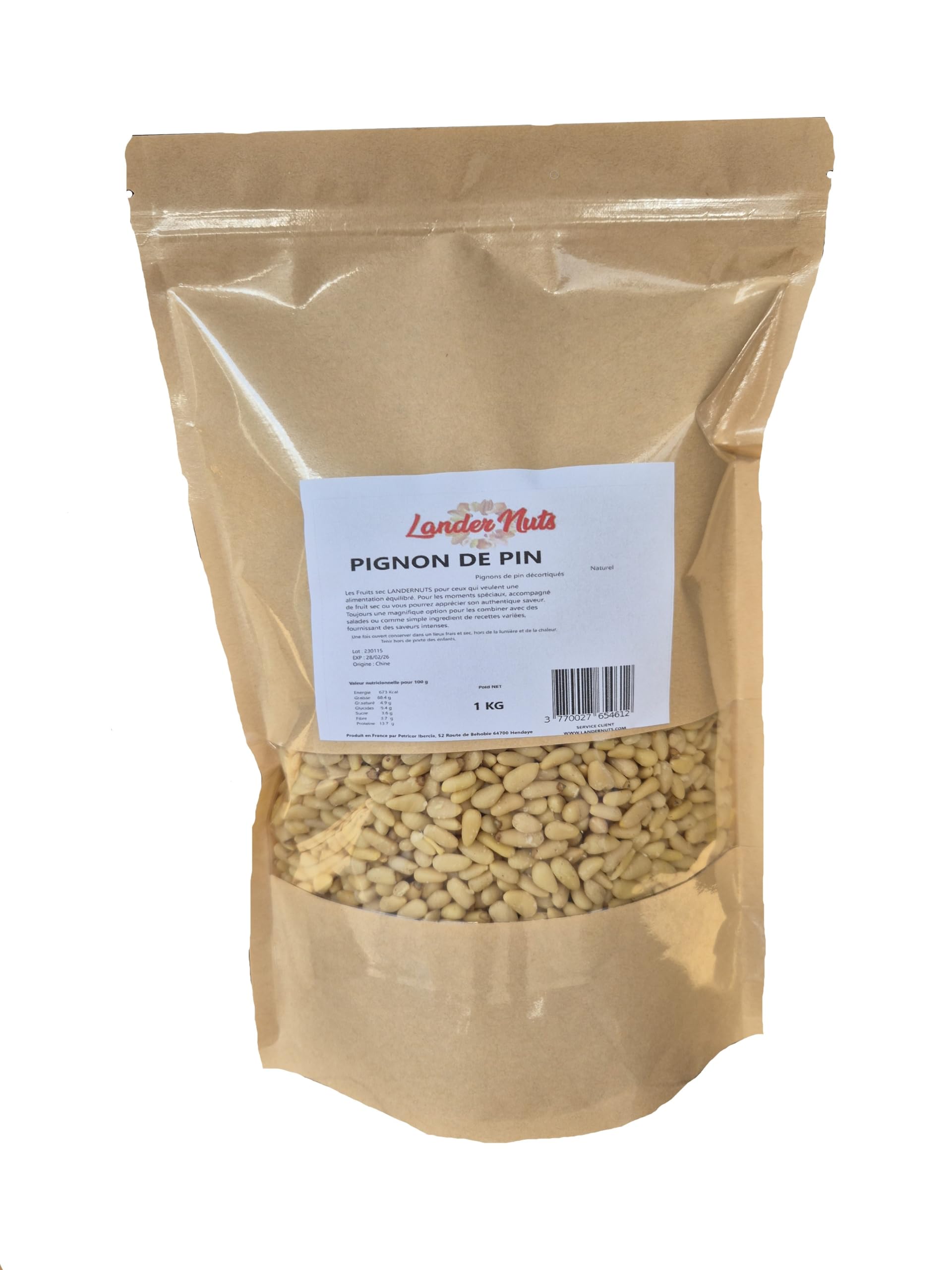 Pignons de pin Extra décortiqués 100% Naturels. Landernuts. (1 KG)