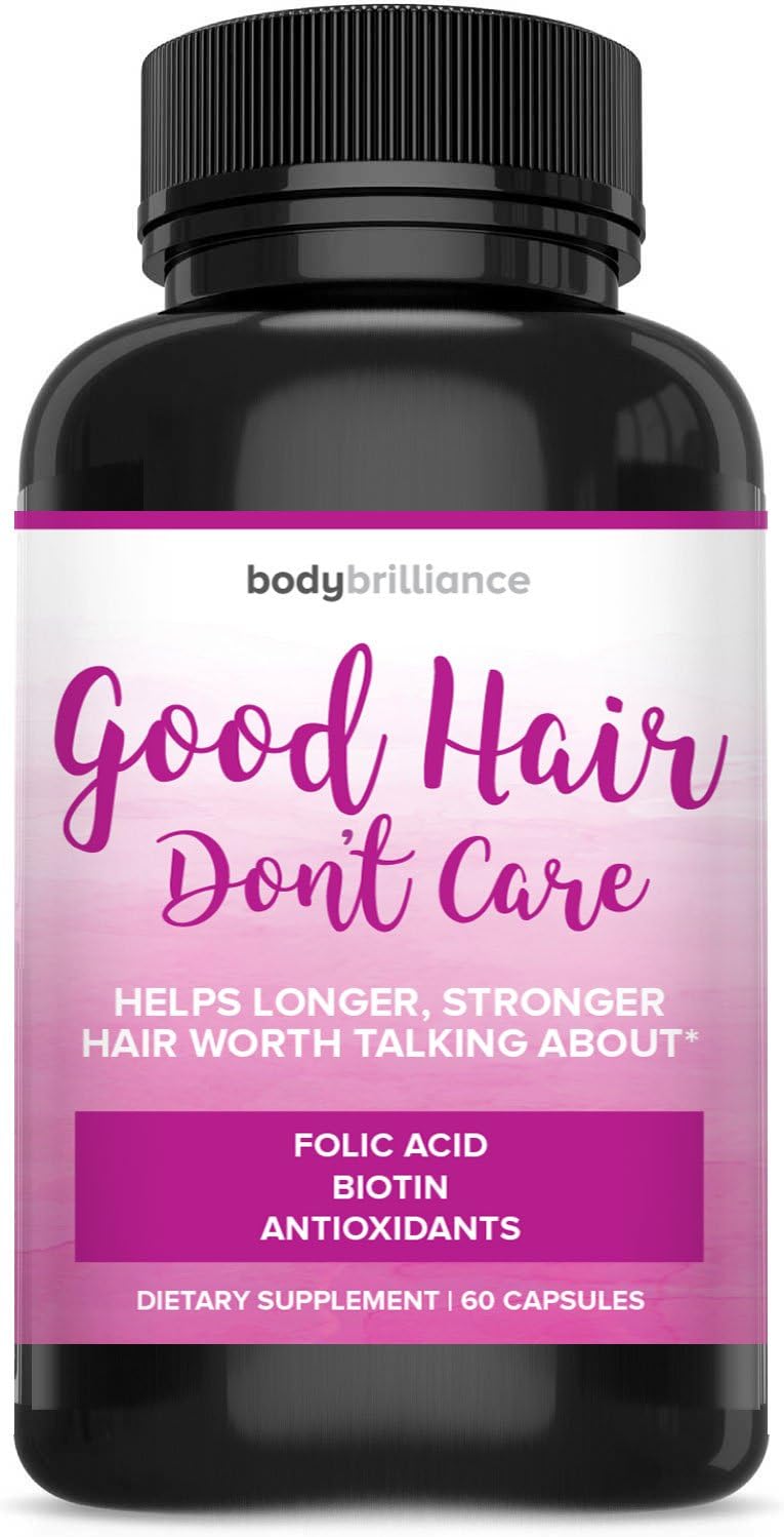 Good Hair Don't Care - Best All Natural Vitamins for Faster Hair Growth – Get Longer, Stronger, Thicker Hair – for All Hair Types – Proprietary Blend of Biotin, Folic Acid, Bamboo and More!