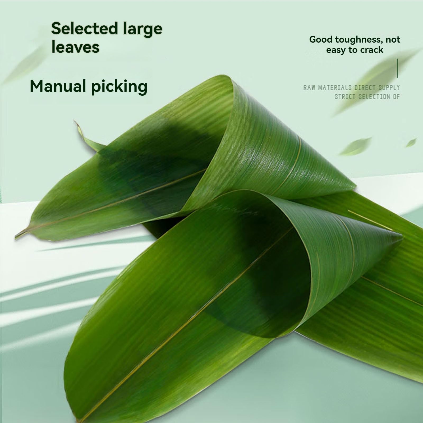 fresh banana leaves(100 pcs, 13" L x 3.2" W) ,Fresh Banana Leaves for Cooking ,bamboo leaves suit Sushi making, Zongzi - Image 2
