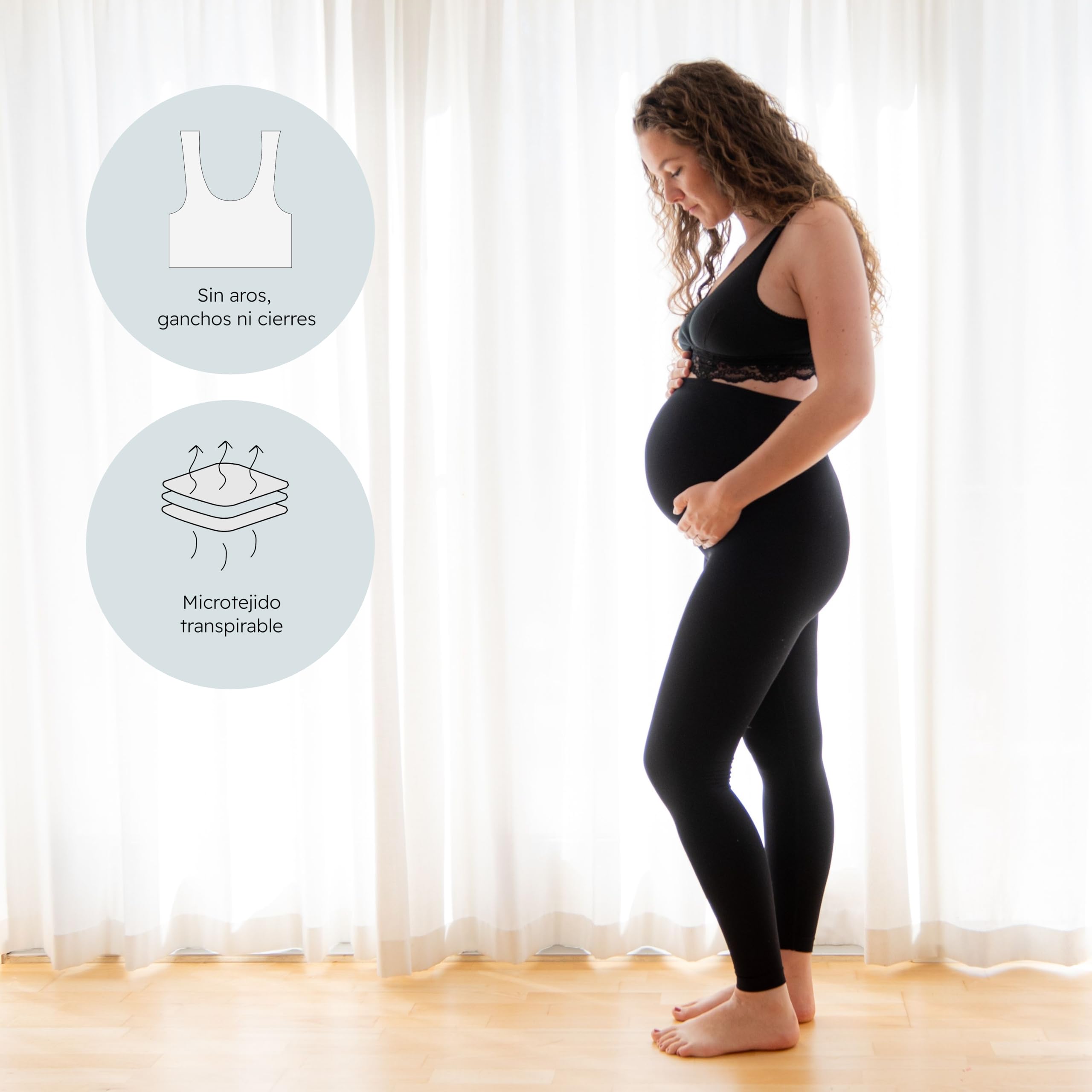Carriwell Sujetador Orgánico de Lactancia para Dormir | Sujetador de Maternidad sin Costuras y con Encaje | Algodón Orgánico Suave y Transpirable | Confort Nocturno y Acceso Fácil | S-XL