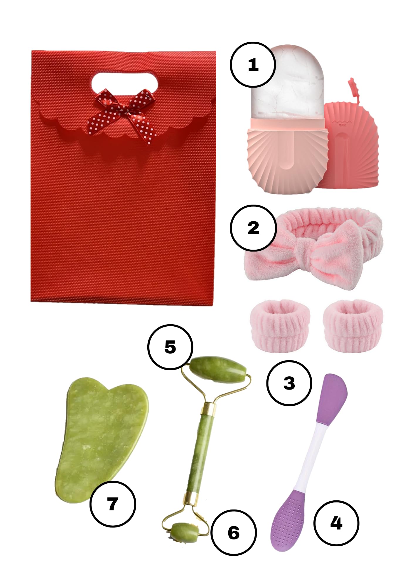 Kit Skincare Gua Sha Facial Rodillo Masajeador De Cara Ice Roller Cepillo Limpiador Rostro Diadema Maquillaje Mujer Y Muñequeras Pack Reafirmante Hielo Para La Cara Regalo San Valentin