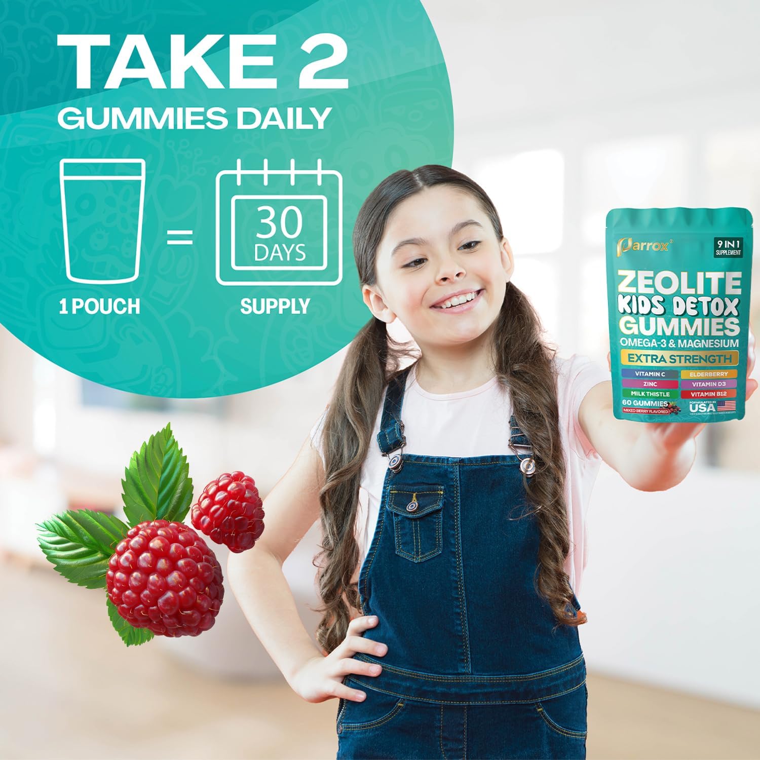 Zeolite Kids Gummies, 9-in-1 with Zeolite, Omega-3, Magnesium, Elderberry, Vitamin C, Milk Thistle, Vitamin D3, Zinc, B12 – Sugar-Free (60 Gummies – Mixed Berry Flavor) - Image 7