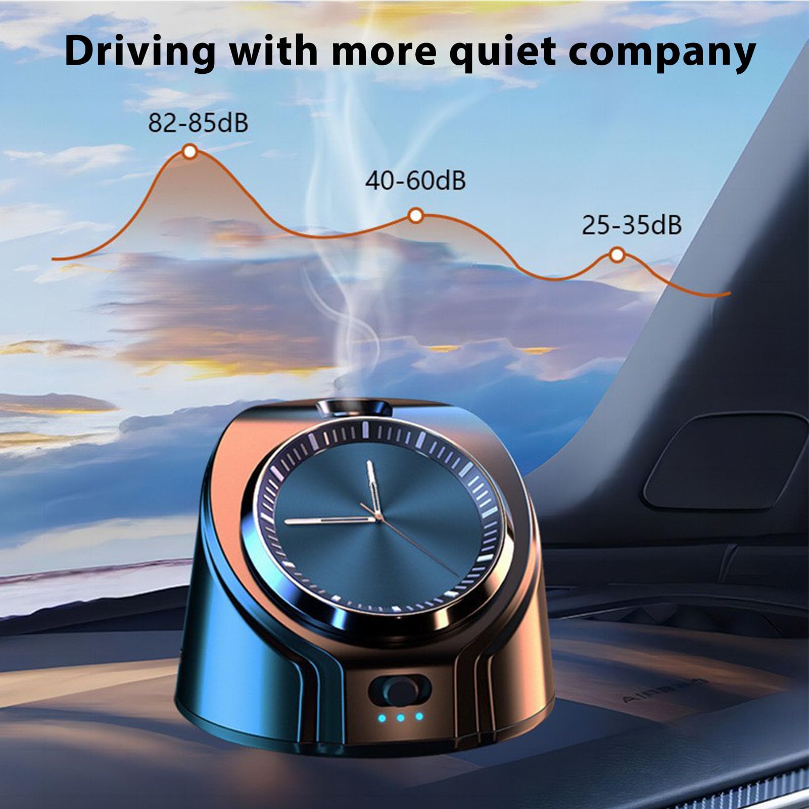 Difusor sin Agua para Aceites Esenciales, Difusor de Aceite Esencial con Pilas, Difusor de Coche con Reloj, Ambientador de Aire Inteligente Inalámbrico, Difusor de Aromaterapia