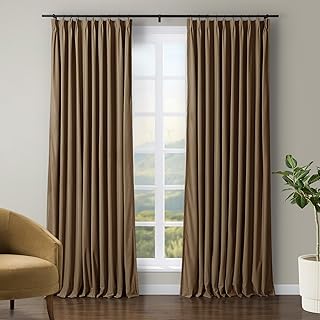 TWOPAGES Luxury Velvet Curtain Pinch Pleated Chocolate Curtain 102 inch Long Thermal Insulated Blackout Drapes for Bedroom Living Room Indoor Window (1 Panel,Chocolate,52Wx102L) - Buy now