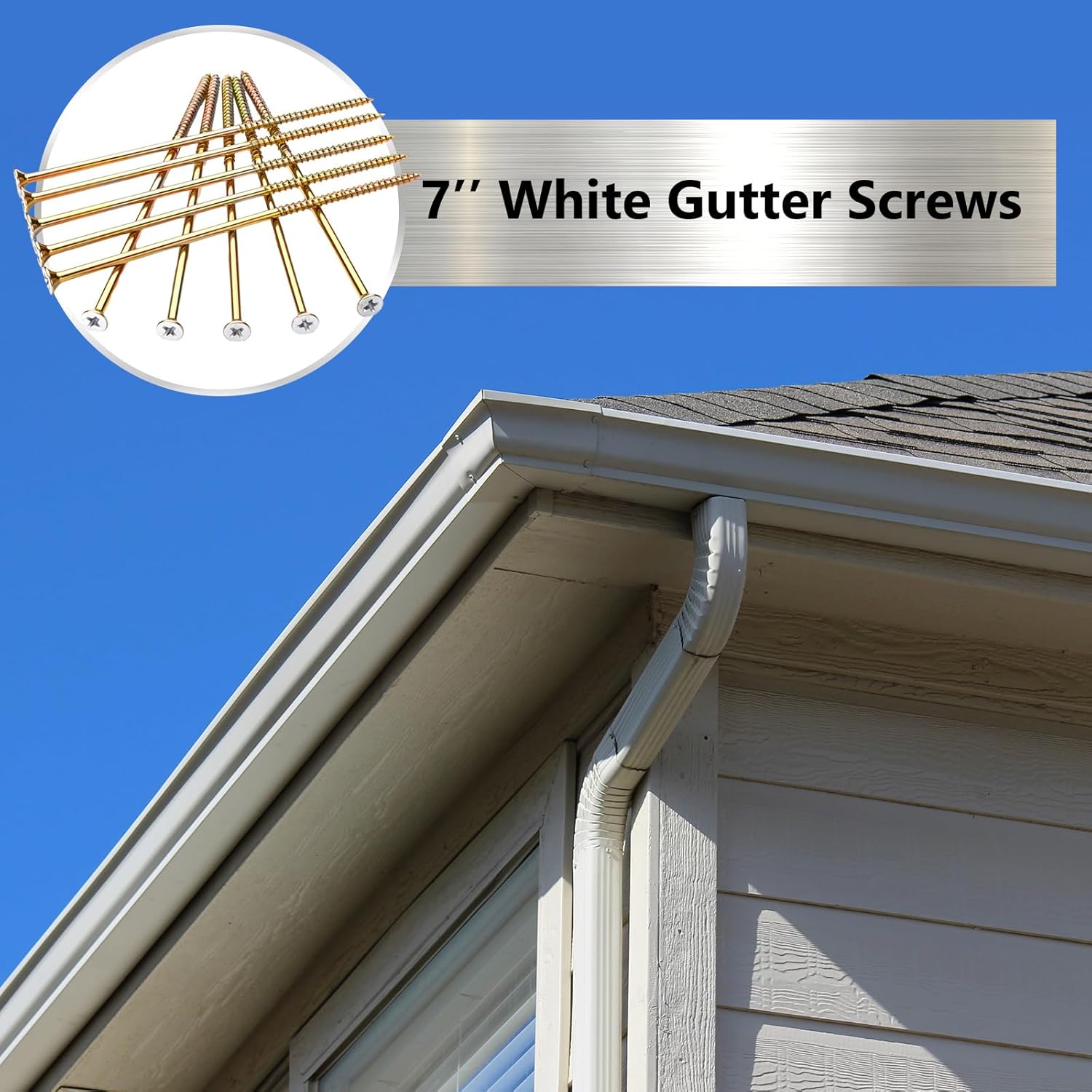 MorningRo 50 Pcs 7'' Gutter Screws Without Metal Ferrule Durable Gutters Nails and Spikes Easy-to-Install Secure Gutter Fasteners for Sagging Gutters and Maintenance (White)