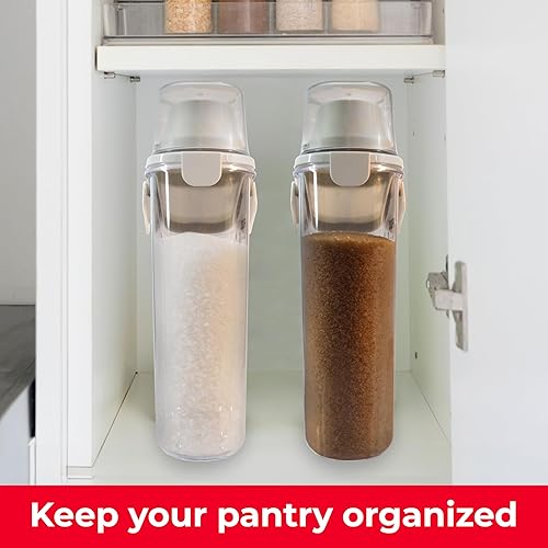 Miniatura 7 de Paquete de dos contenedores de almacenamiento de alimentos y cereales, contenedor organizador de cocina de plástico hermético de 2.6 L con boquilla
