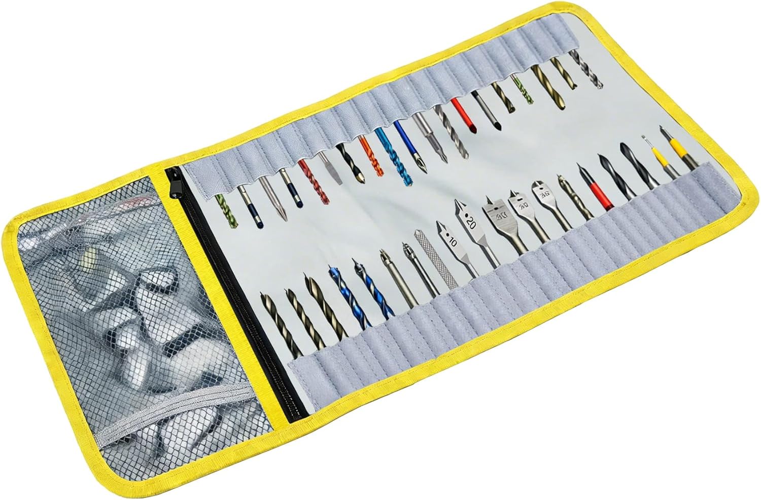 Drill Bit Organizer, Roll Up Drill Bit Storage Organizer Case, Heavy Duty Bit Holder Pouch with Zipper, Tools Organizer Pouch Bag with Snap Spring Closure for Men(Bag Only) – Stocking Stuffers
