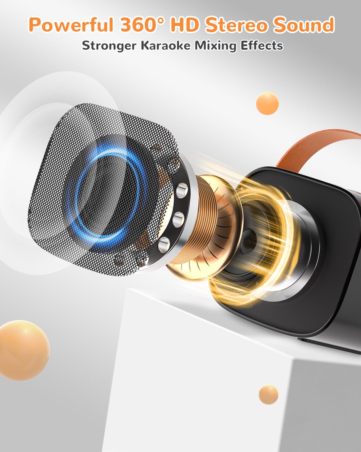 Mini Karaoke Machine for Kids Adults,Portable Bluetooth Karaoke Speaker for Adults Kids with 2 Microphones for 6 7 8 9 10 11 12 Years Old Girls Boys Gifts Toys for Christmas Birthday,Black - Image 9