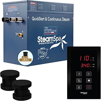 10.5kW Steam Sauna Generator Sentry Series 240V Steam Generator with Touch Screen, Steamhead, Built-in Steam Shower Auto Drain, ACU Quickstart Steam Bath Generator Black