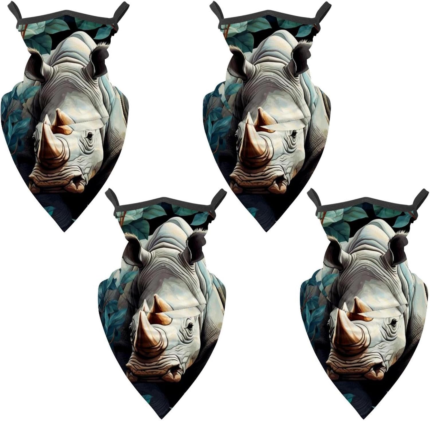 4 Pack Rhinoceros Neck Gaiter Face Scarf Cover Sun Protection Balaclava Cloth Bandanas with Ear Loops