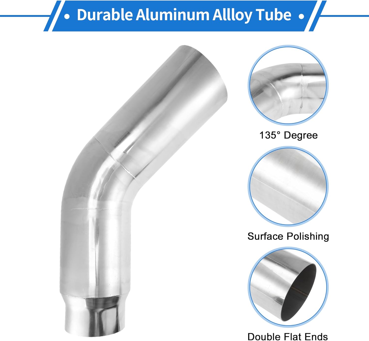 Motoforti 5" Inlet 6" Outlet Diesel Exhaust Elbow Tip 23" Inch 585mm Overall Length Silver Tone T304 Stainless Steel Turn Down Tailpipe Tip Surface Polishing Chrome Mandrel Bend Elbow Tube