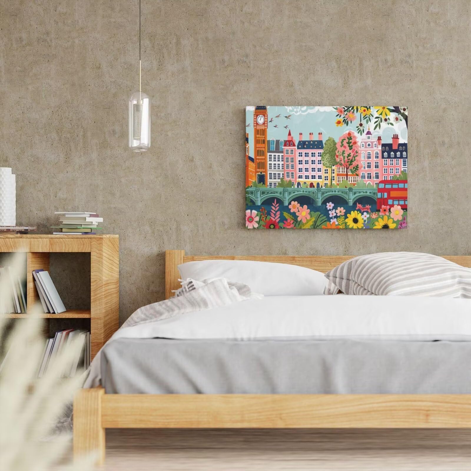 Kit per pittura con numeri per adulti, pittura paesaggistica con numeri per principianti, pittura acrilica con 6 pennelli, pittura ad olio per decorazione da parete (90 x 65 cm, senza cornice) MK36