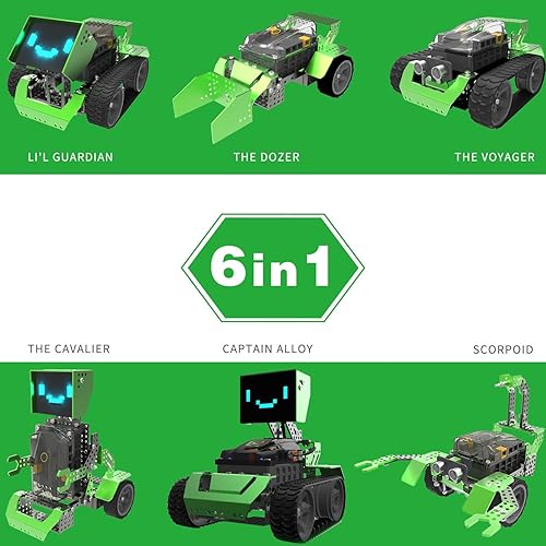 Miniatura 4 de Robobloq Qoopers Kit de construcción de robot de programación 6 en 1 con control remoto, LED Martrix, sensor ultrasónico, etc. para Scratch Arduino
