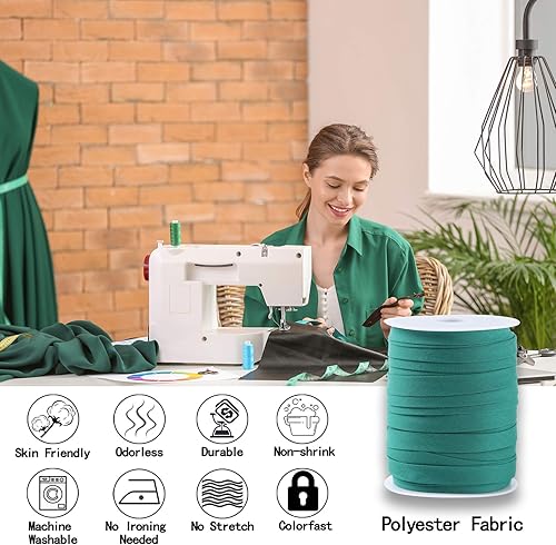 Miniatura 93 de Cinta al bies de doble pliegue de 1 pulgada, cinta de encuadernación bies de doble pliegue de 55 yardas (marrón) y 4 tizas de tela de costura