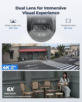 Reolink 4K PTZ PoE Security Camera Outdoor, 6X Hybrid Zoom, TrackMix PoE