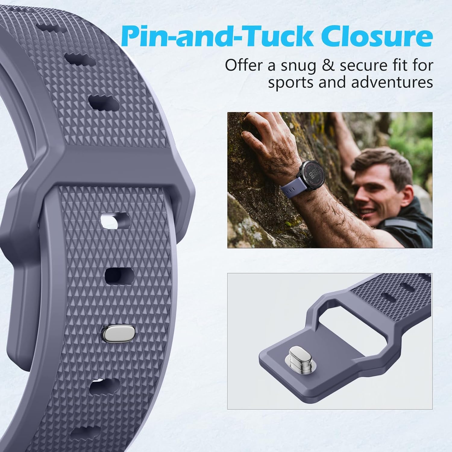 Band Compatible with Garmin Instinct Watch - Quick Fit 22mm Watch Band for Fenix E/8-47mm/7/6/5/Forerunner 965/955/945/935/745/Epix 2/Approach S70/S62/S60/Quatix 7/6/5 Upgraded Silicone Strap - Image 3