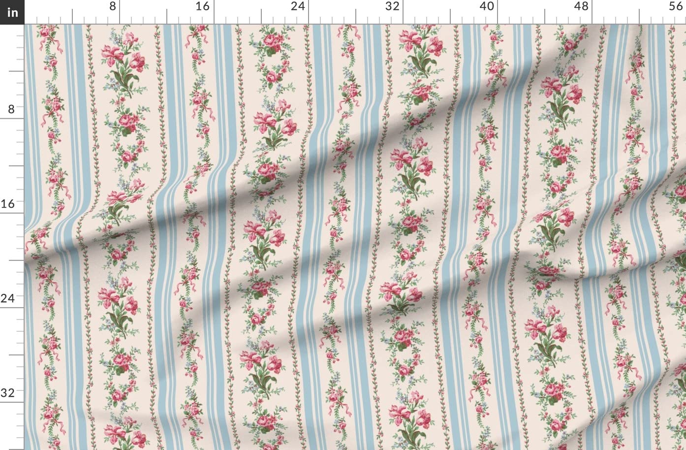 Amazon.com: Spoonflower Fabric - Grandmillenial Floral Stripe Pink