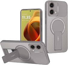 BORYA Case for Motorola Moto G85 5G, Military Grade Shockproof Case with Carbon Fiber Back, Magnetic Case with Wireless Charging - Grey
