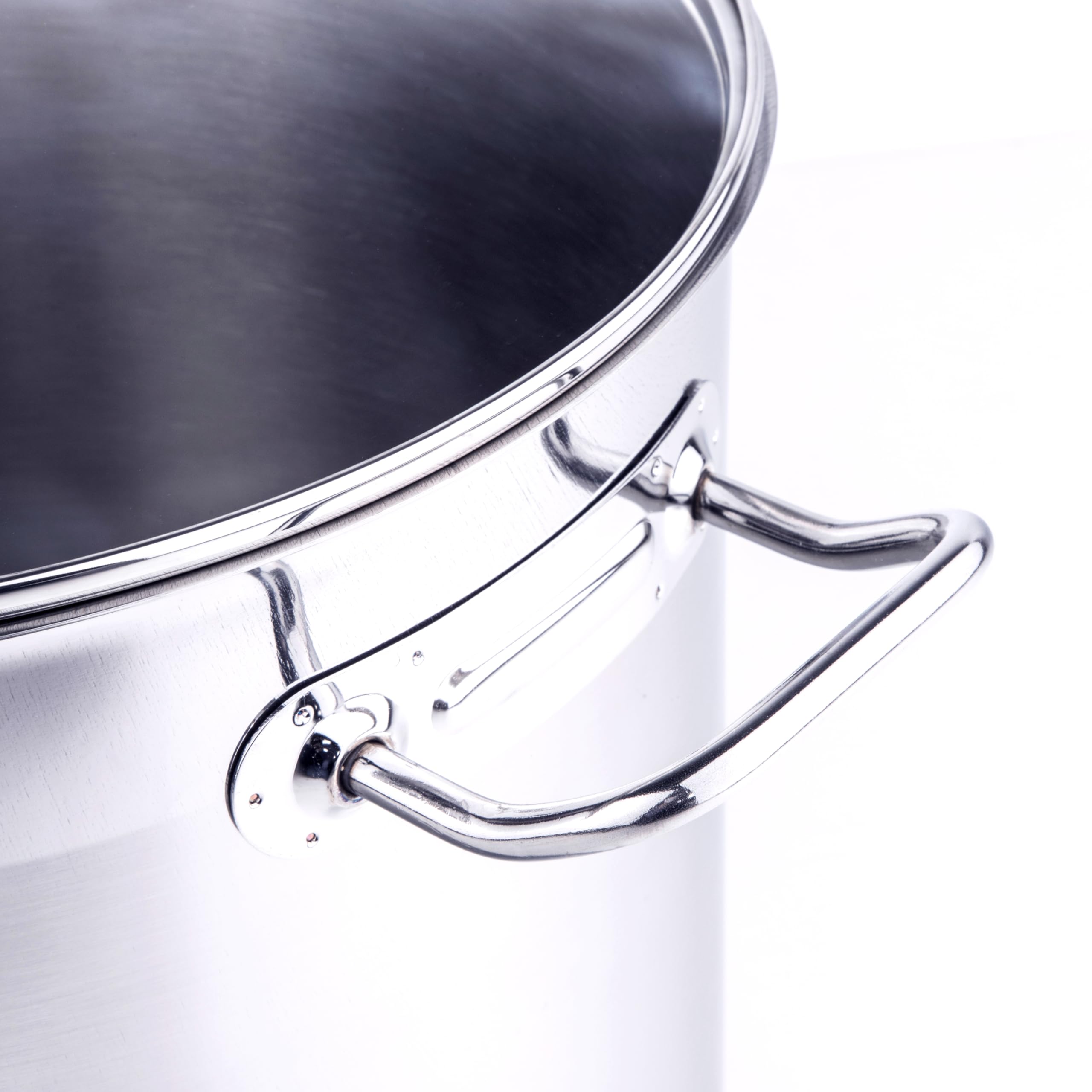 Olla universal XXL profesional, cacerola jumbo Ø 30 x 28 cm, 20 litros, aprox. 3,5 kg, plateada, para todo tipo de fuegos, incluso inducción, incluye tapa de cristal