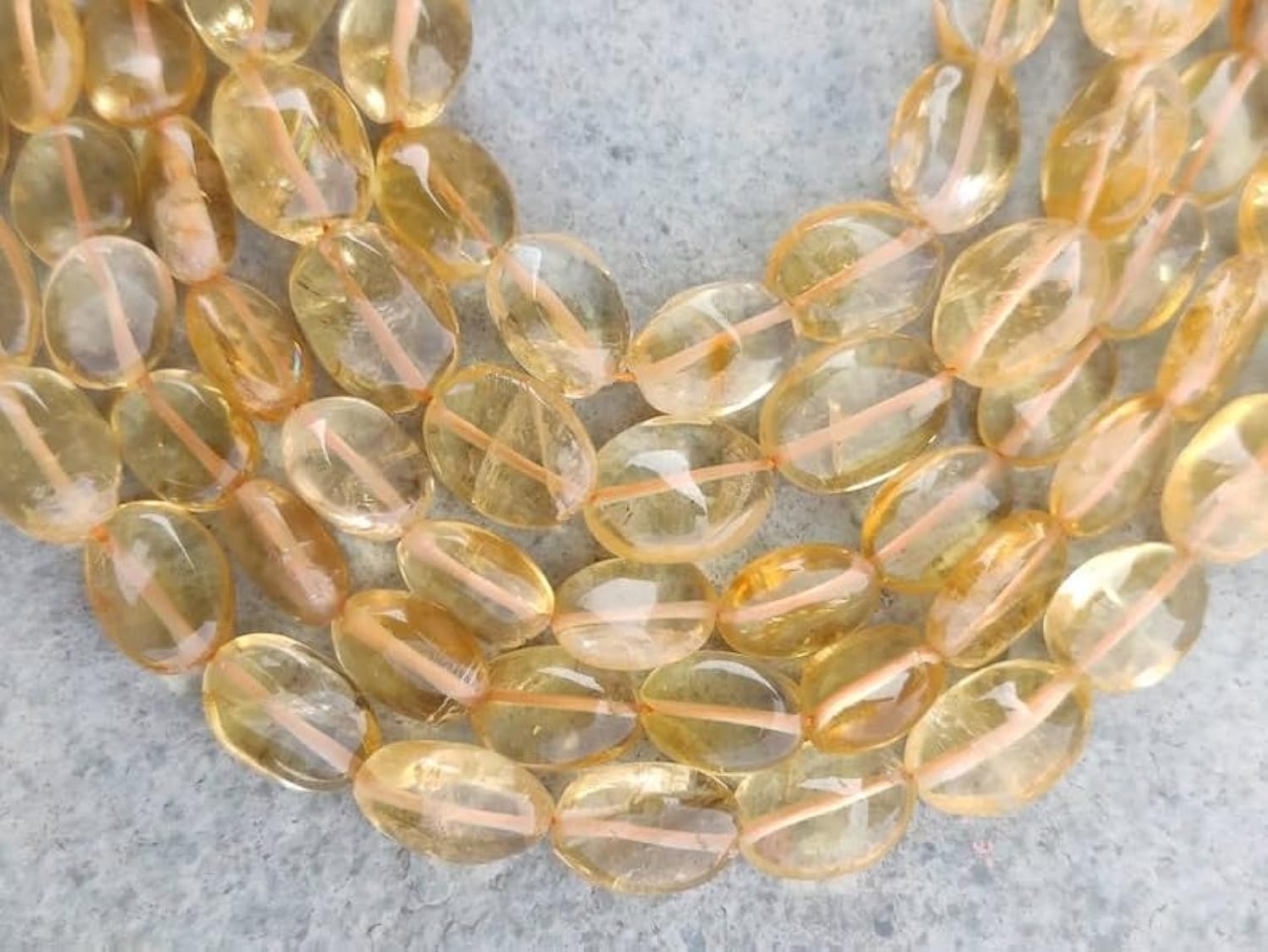 Perles ovales en citrine naturelle pour remplacer les fausses pierres de vos bijoux