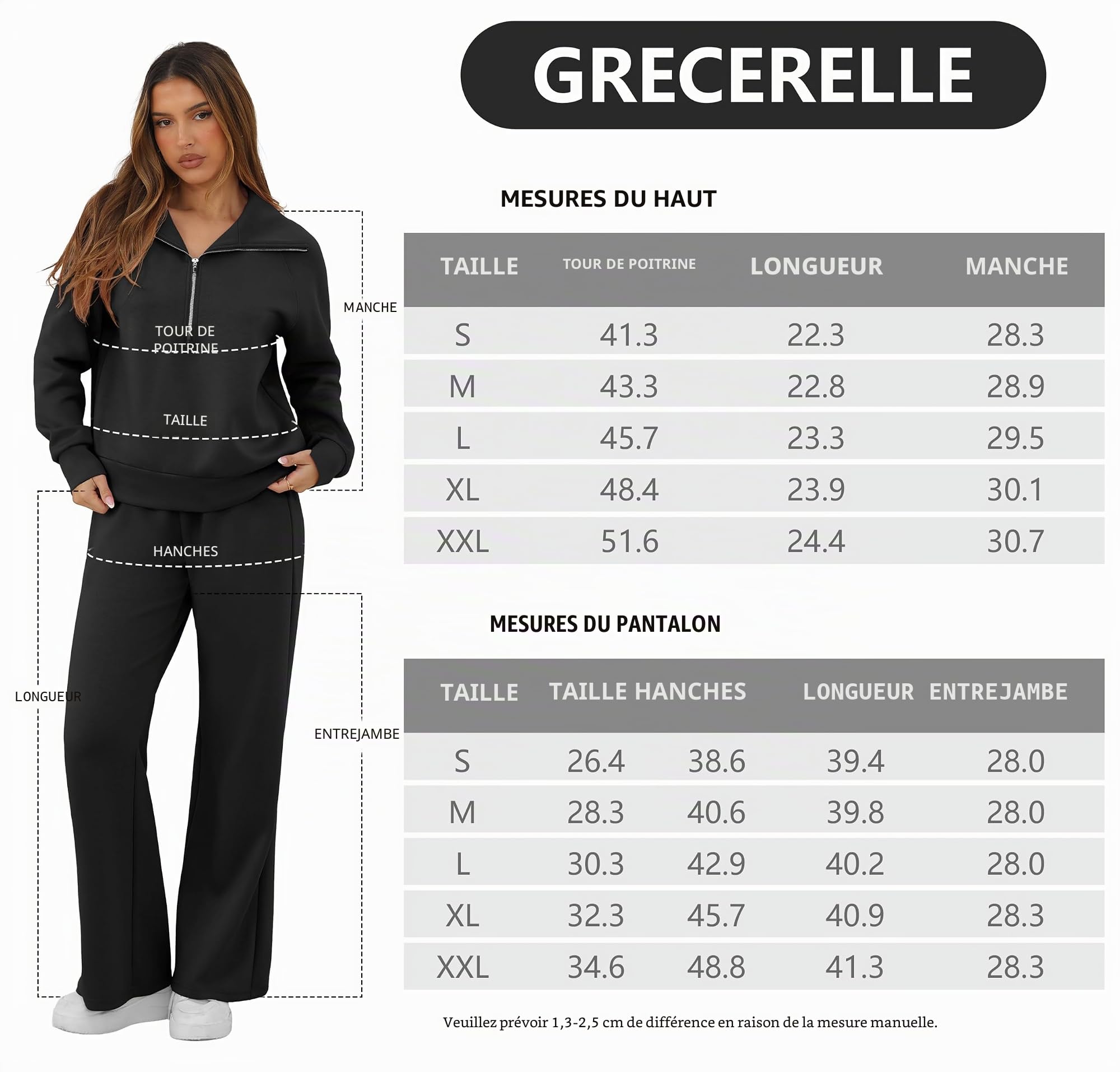 GRECERELLE Tracksuit Womens Full Set Autumn Lounge Wear Sets for Women Activewear Two Piece Outfits Long Sleeve Half Zip Casual Pullover Tops and Jogging Bottoms with Pockets