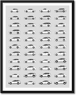 Subaru Inspired Poster Print Wall Art Handmade Decor of the Best of Subaru Generations History Evolution 17x22" (Unframed) Satin Print