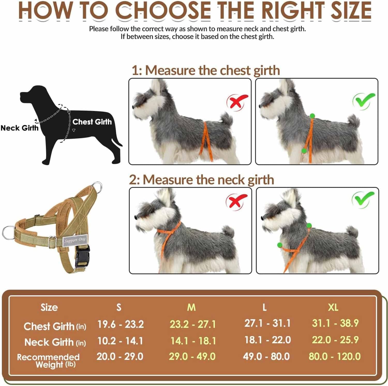 Lukovee No Pull Dog Harness & Leash Set - Heavy Duty Dog Vest Harness with Soft Padded for Medium Large Dogs, Adjustable Reflective Tactical Pet Harness for Easy Walk and Training (L, Yellow)