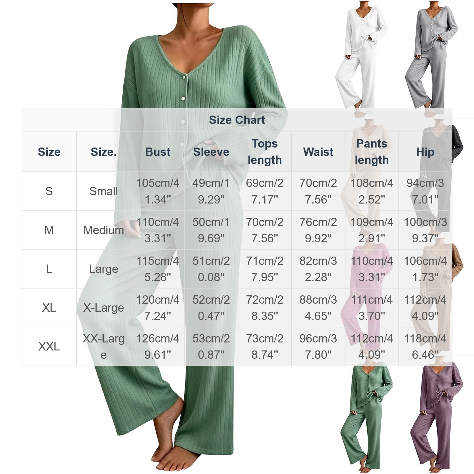 LUCKME Conjunto Punto Mujer 2 Piezas Ropa de Casa Casual Otoño e Invierno