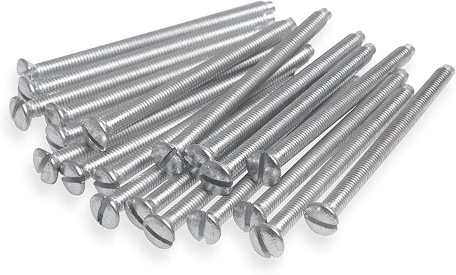 Harlington Group Pack of 40 Mixed M3.5 Screws 35mm, 40mm,50mm and 75mm Long Assorted Electrical Machine Screw for Light Switch and Plug Sockets Bright Zinc Plated DIY Plated Slotted Head