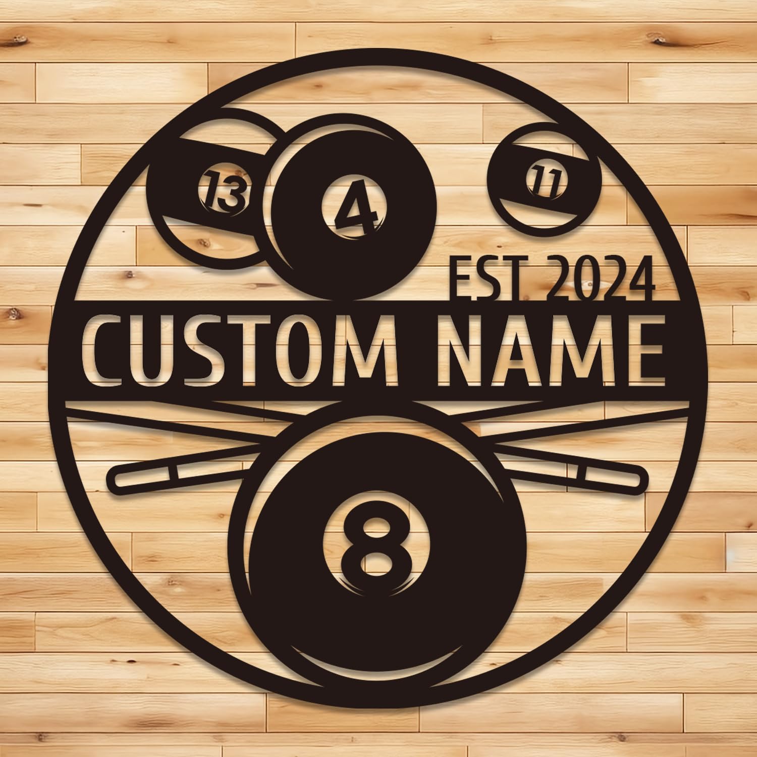 Senyer Billiard B Personalized Billiard Metal Wall Art, Custom Billiards Sign, Billiards Pool Metal Sign Billiards Sign,Billiard Room Decor, Personalized Snooker Player Name Sign,Billiards Club Decor (Billiard B)