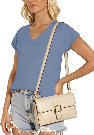 candyfouse V Neck T Shirts for Women - Cap Sleeve Tops for Women Casual Loose Fit Tank Tops Summer Clothes