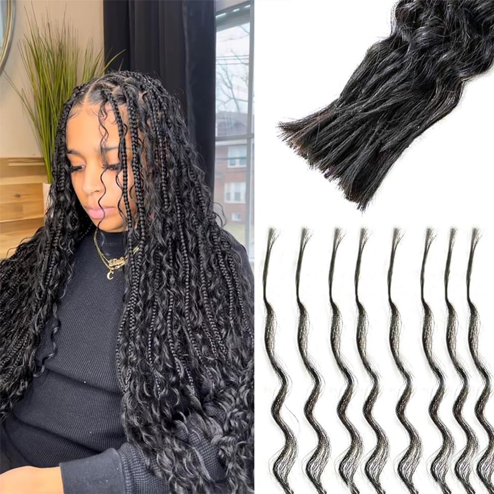 Pre-Divided Bulk Human Hair for Braiding Easy Split Water Wave Human Hair Bulk for Braiding Curly Human Hair for Boho Locs Boho Crochet Braids Human