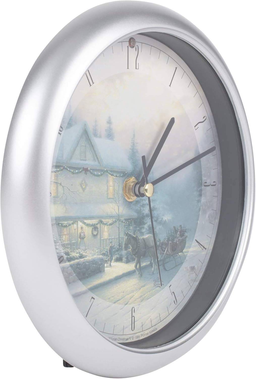Mark Feldstein & Associates Thomas Kinkade Victorian IV Silver Tone 8 x 8 Christmas Wall Clock