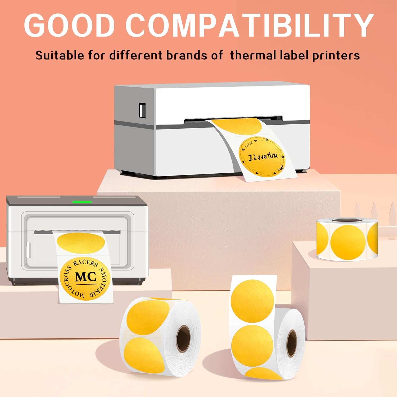 PARLAIM 2 Inch Circle Thermal Sticker Labels,700PCS Round Direct Thermal Printer Labels for Business Bottle DIY Design, QR Code, Name Tag, Inventory (Gold) - Image 3