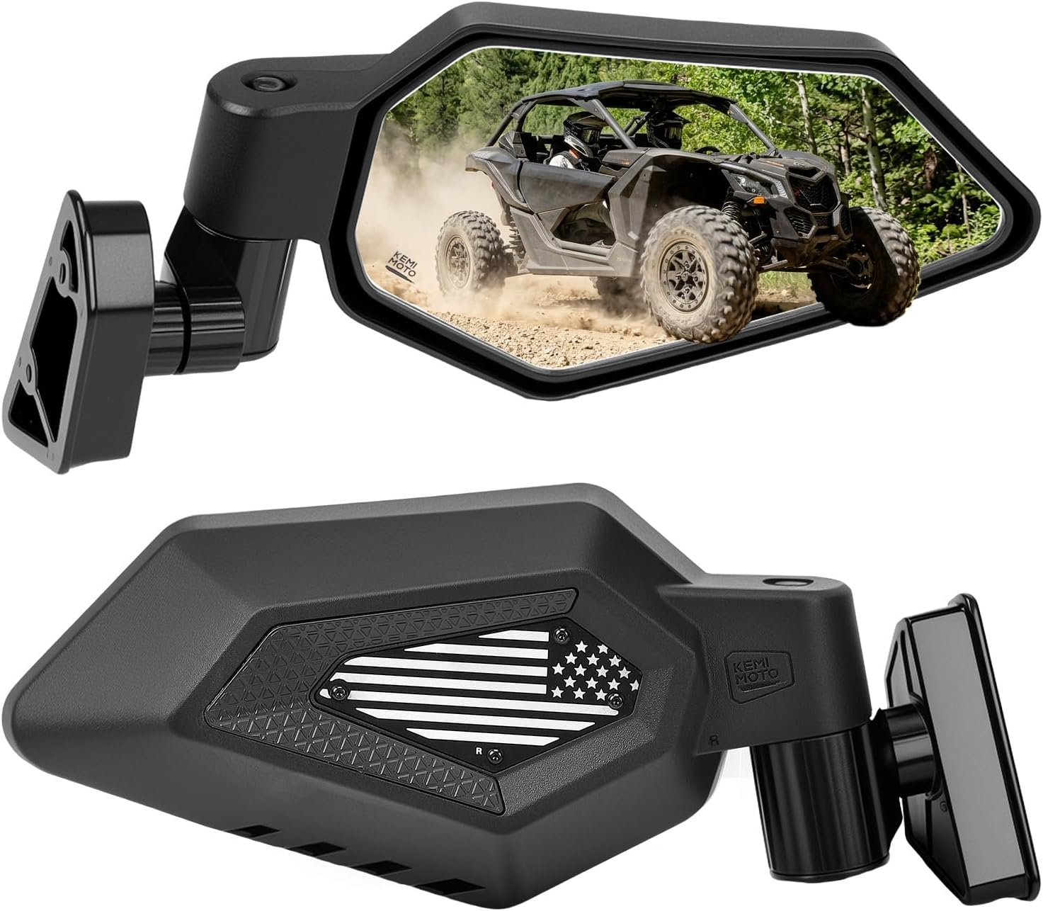 KEMIMOTO X3 Side Mirrors, Upgraded Spring Back Mirrors Allows Automatic Reset After Fold Side View Mirrors Compatible with 2017-2025 Can Am Maverick X3 & Max RS DS Turbo RR US Flag Pattern