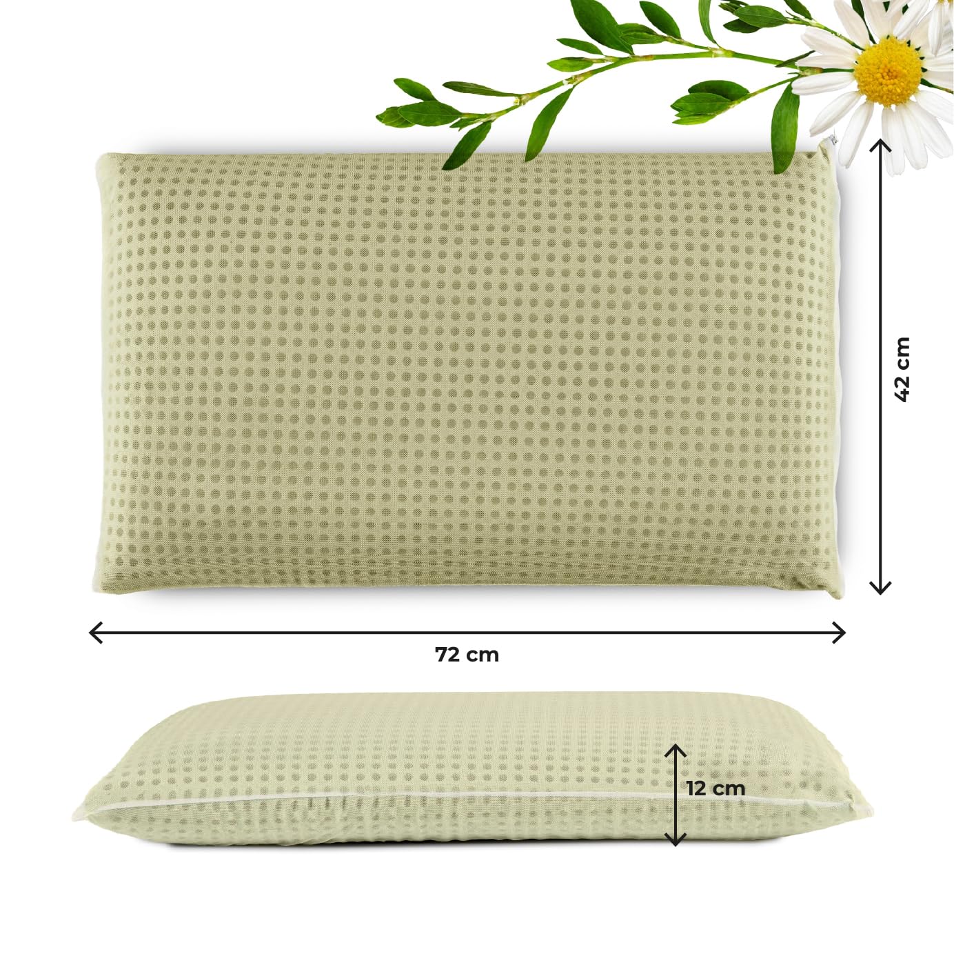 IlGruppone Guanciale In Memory Foam Microforato Profumato Aromaterapia Cuscino Letto Saponetta Prodotto Italiano Traspirante Sfoderabile Colorato Anallergico - Camomilla