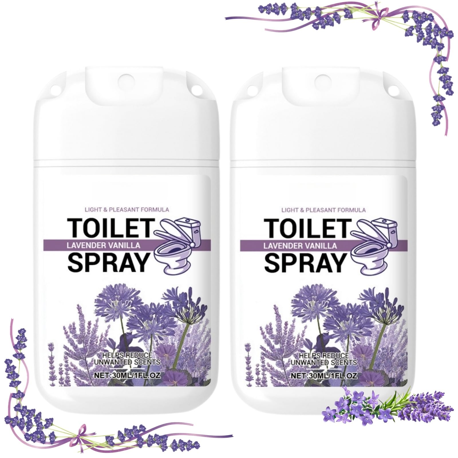 2PCS Travel Size Toilet Spray, Air Freshener Spray for Bathroom Deodorizer & Odor Eliminator, Lavender Scent Room Freshener Spray, Portable Travel Essentials & Convenient Necessities, Great Gift Idea