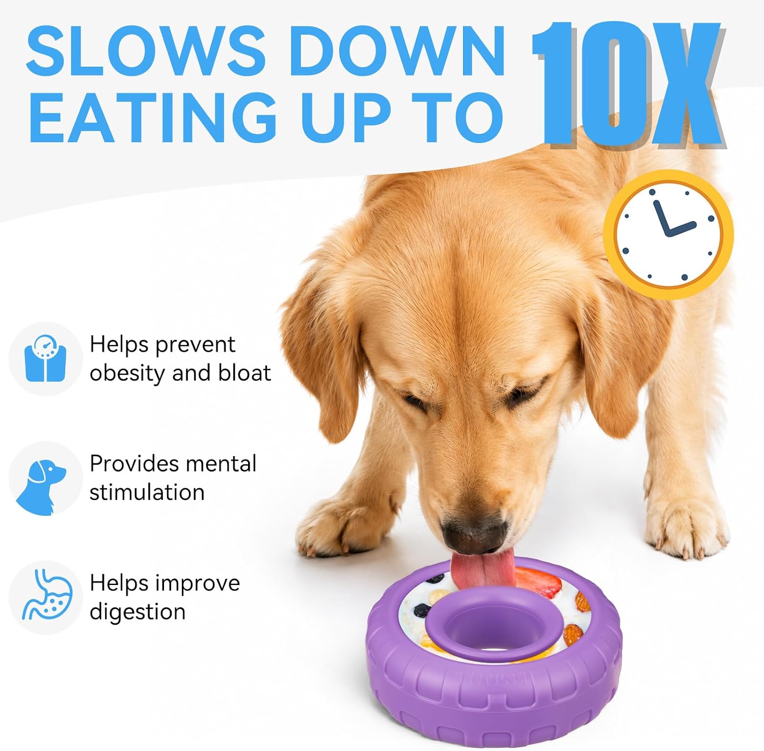 Dog Enrichment Lick Bowl, Bestalk Slow Feeder Lick Mat for Dogs, Freeze Puzzle Licking Bowl for Anxiety Relief, BPA Free Silicone, Dishwasher Safe(Purple,S)