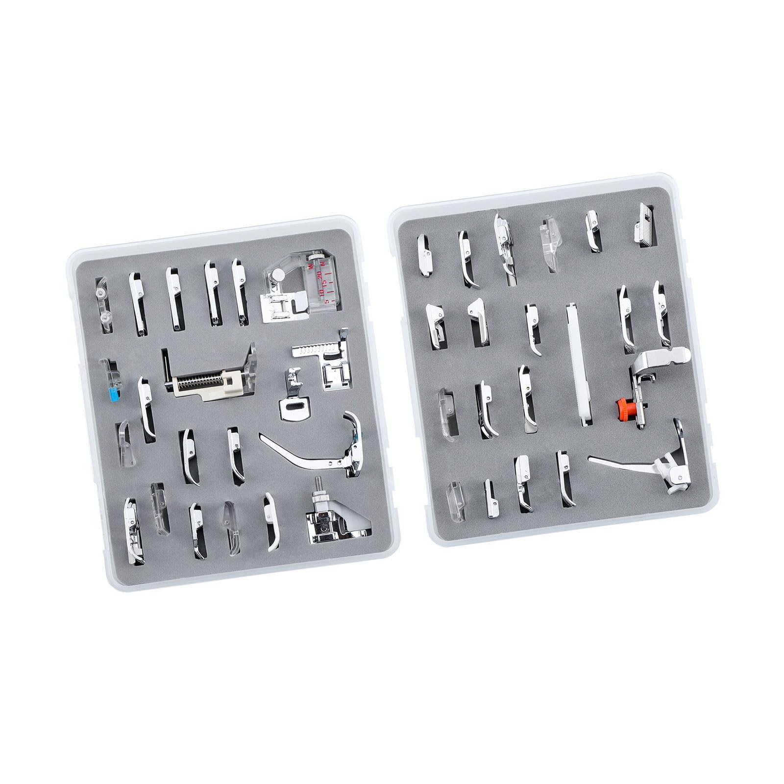 Tsophreniq Household Sewing Machine Presser Feet Set 7/15 / 32/42 / 52Pcs Multifunctional Foot Attachments for Sewing Hemming Foot Set