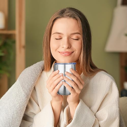 Miniatura 7 de MEZMUT Vaso de vino aislado de 12 onzas con tapa, doble pared al vacío, de acero inoxidable, taza de café, taza de café aislada para champán,