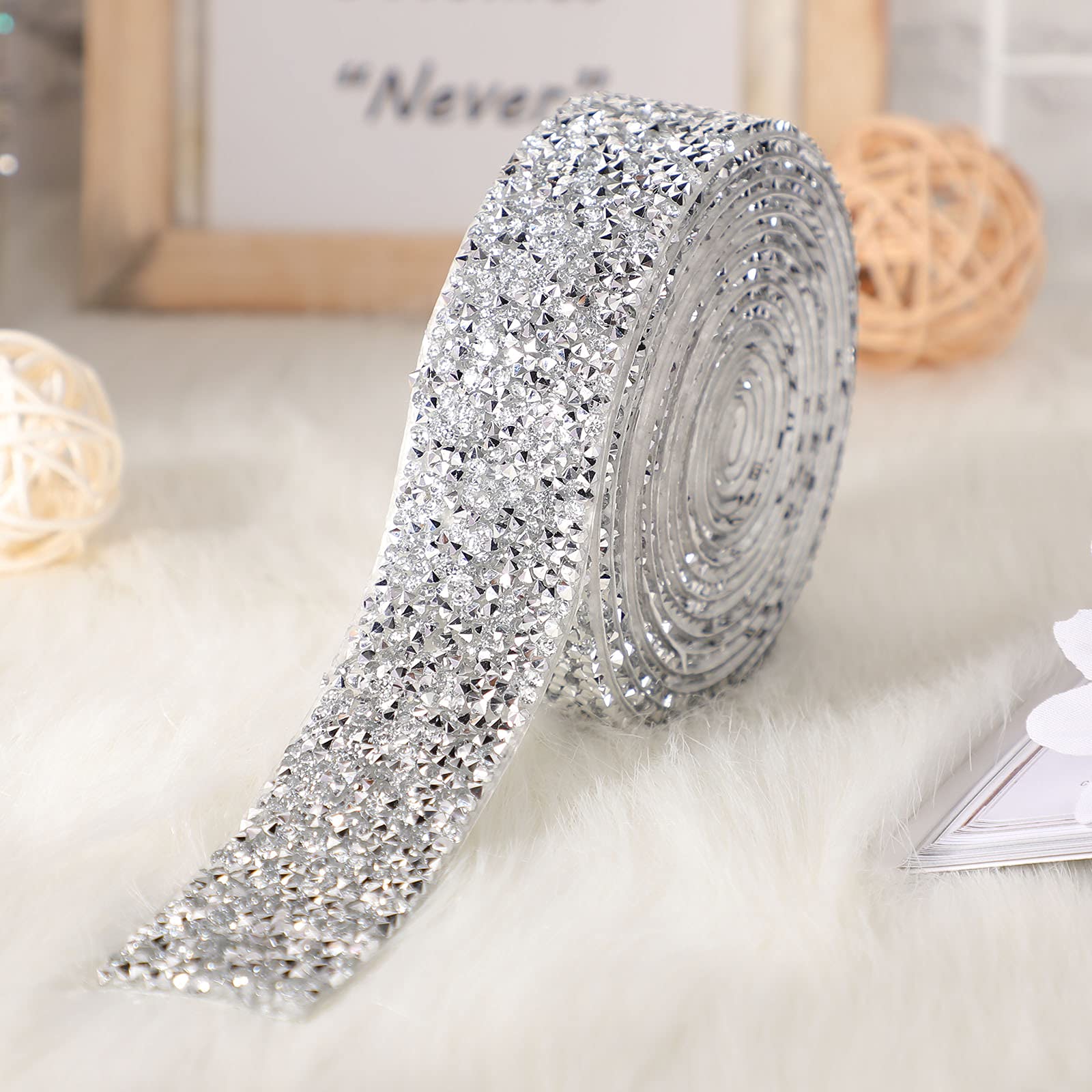 Dowarm Cinta De Diamantes De Imitación Azul De 3 Yardas, Cinta Autoadhesiva De Diamantes De Imitación, Tiras Brillantes Para Manualidades, Decoración De Boda