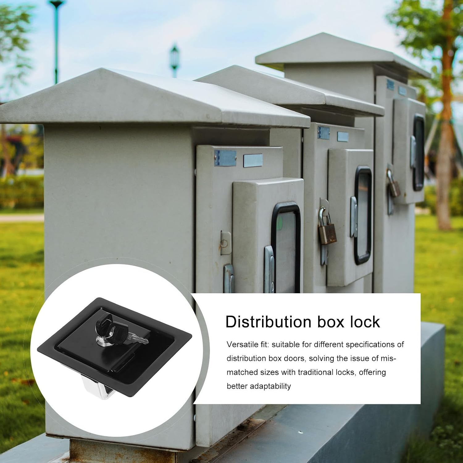 Embedded Distribution Box Door Lock Ms866-3 Pull Handle Black | Cold Rolled Steel and Zinc Alloy Build, High Strength Design, Sanitation Vehicle Use, High-security Environments