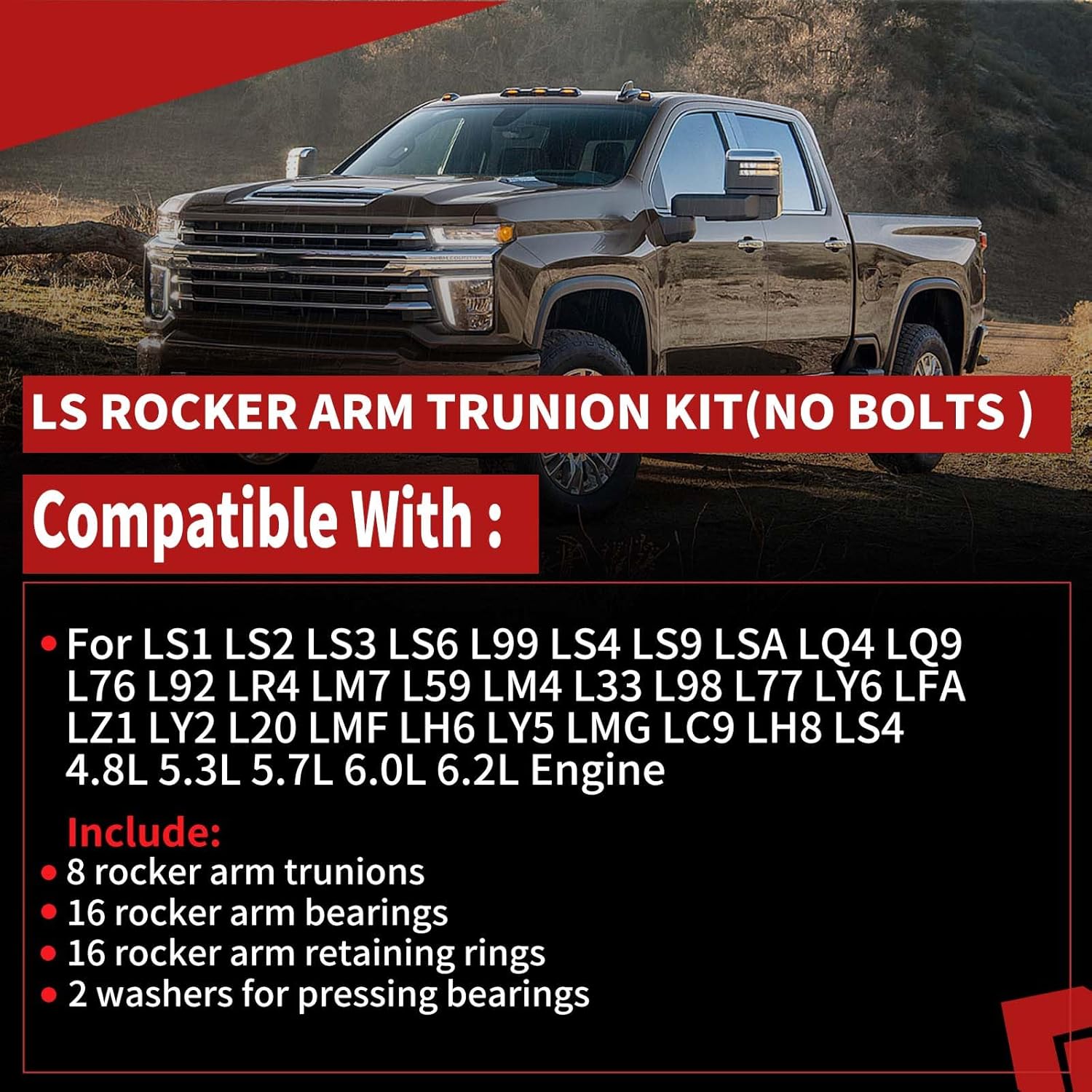 Rocker Arm Upgraded Trunnions kit for all LS 4.8L 5.3L 5.7L 6.0L 6.2L 7.0L engines(no bolts)