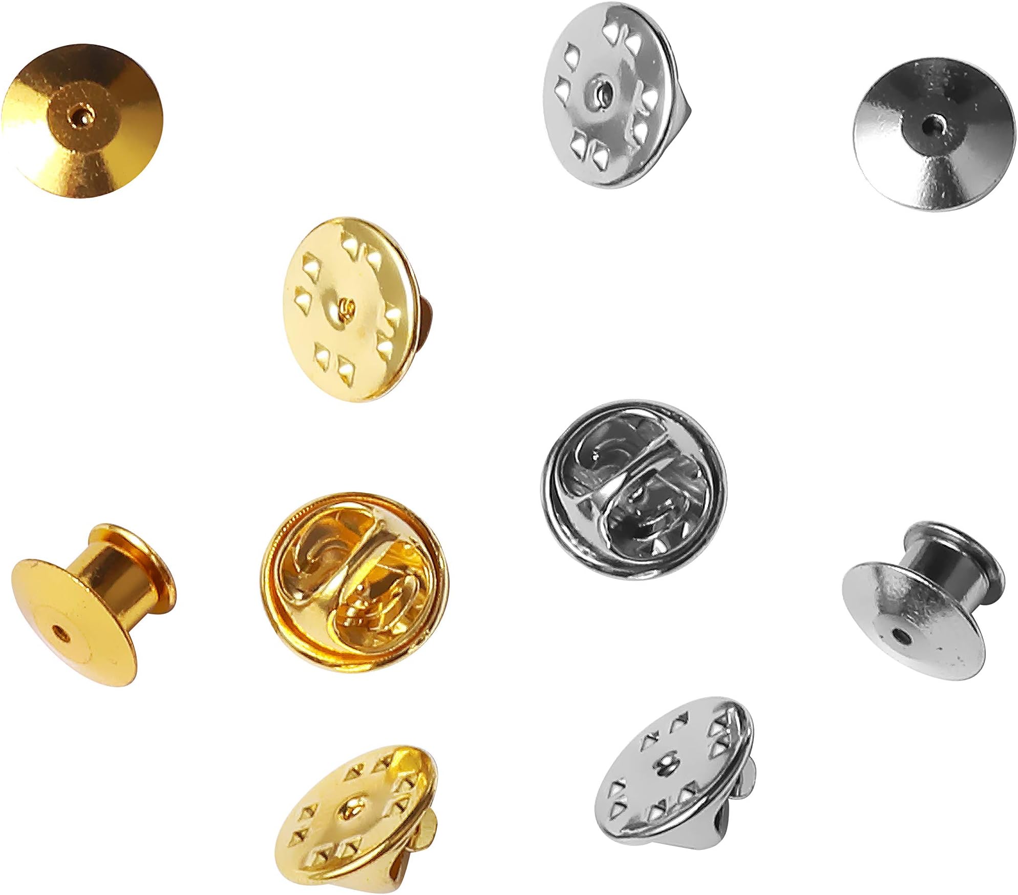 Officepal 130pc Bulk Lot Butterfly Clutch Pin Backs Set - Silver & Gold Locking Metal Clasp Fastener Keepers in Storage Case