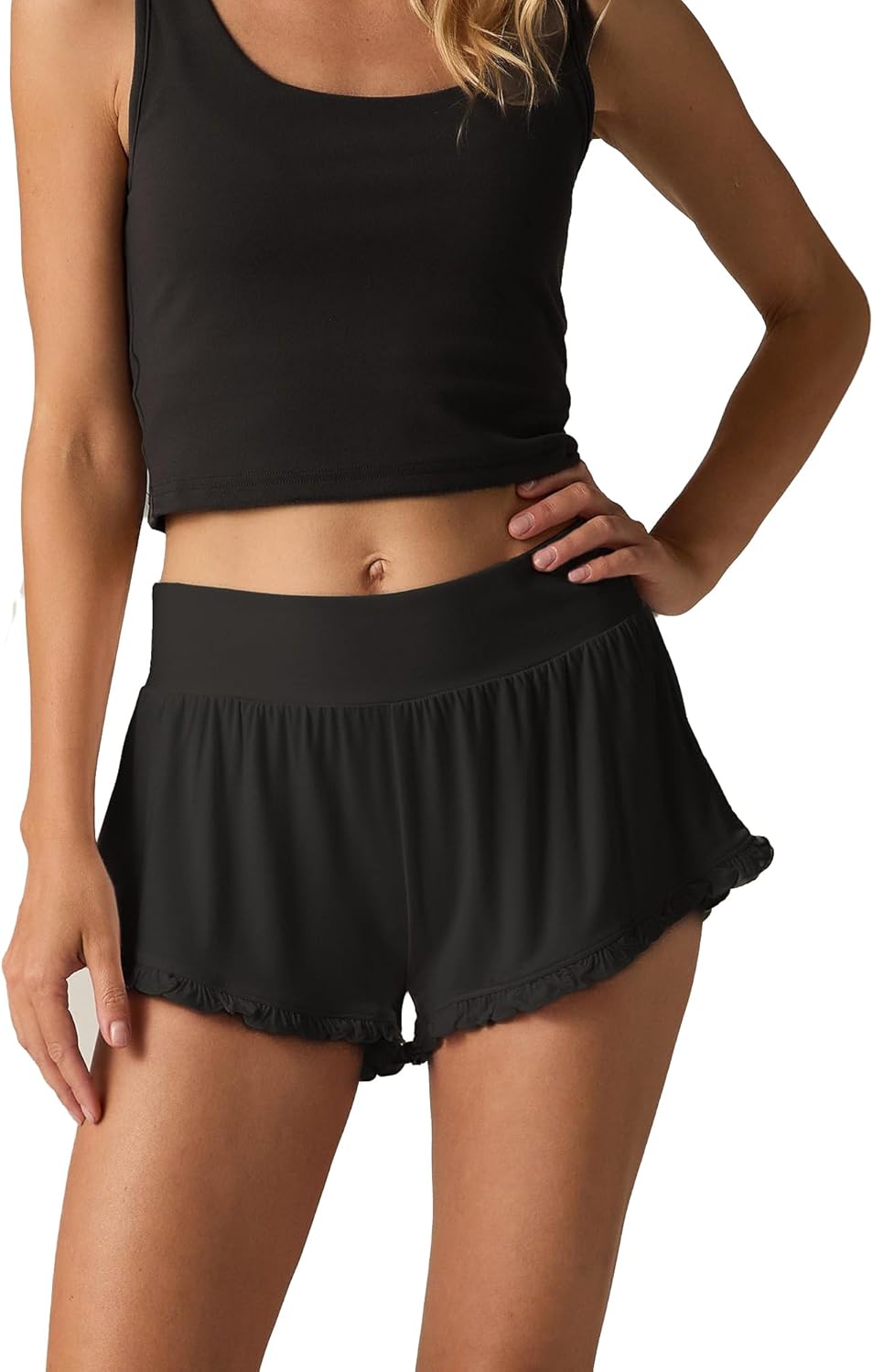 Faceplant Bamboo Rayon Ruffle Shorts |Luxury Lounge and Sleepwear