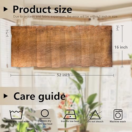 Miniatura 5 de Cenefas de cocina modernas con patrón de cobre marrón dorado para ventanas, cenefas opacas abstractas de marcas de arañazos y cortinas opacas